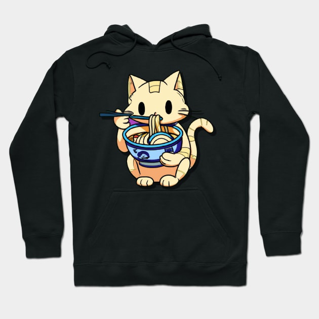 Cute cat eating ramen Hoodie by 365inspiracji